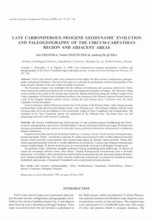 Late Carboniferous-Neogene Geodynamic Evolution and Paleogeography of the Circum-Carpathian Region and Adjacent Areas