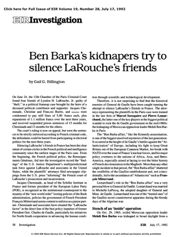 Ben Barka's Kidnappers Try to Silence Larouche's Friends