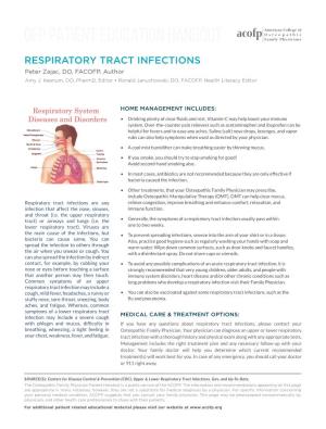 RESPIRATORY TRACT INFECTIONS Peter Zajac, DO, FACOFP, Author Amy J