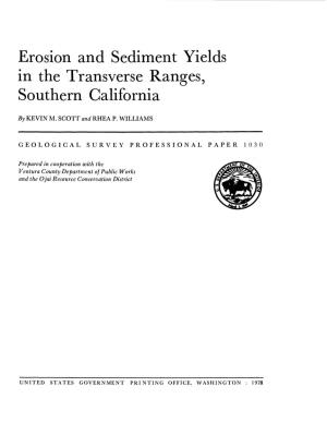 Erosion and Sediment Yields in the Transverse Ranges, Southern California
