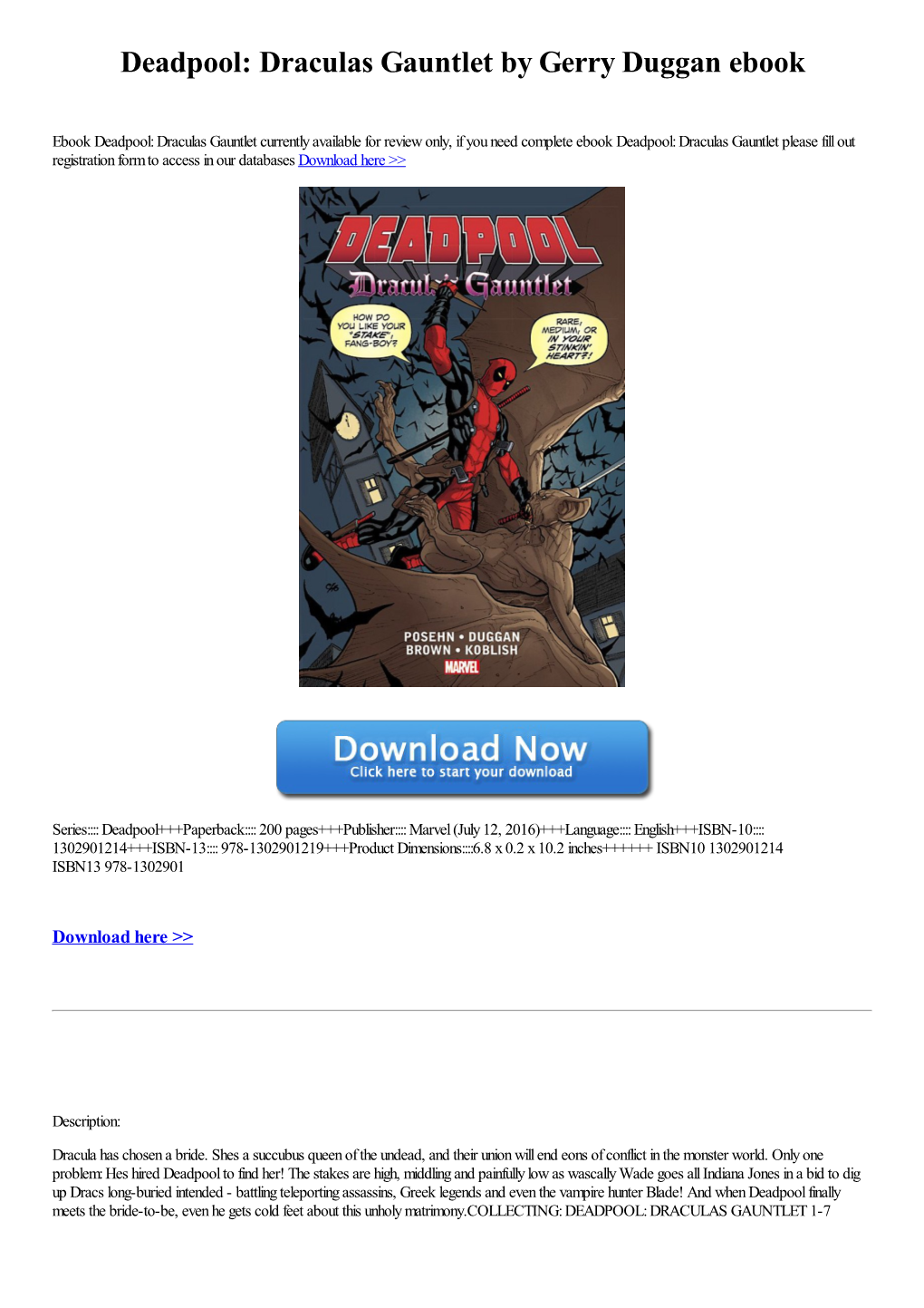 Deadpool: Draculas Gauntlet by Gerry Duggan Ebook