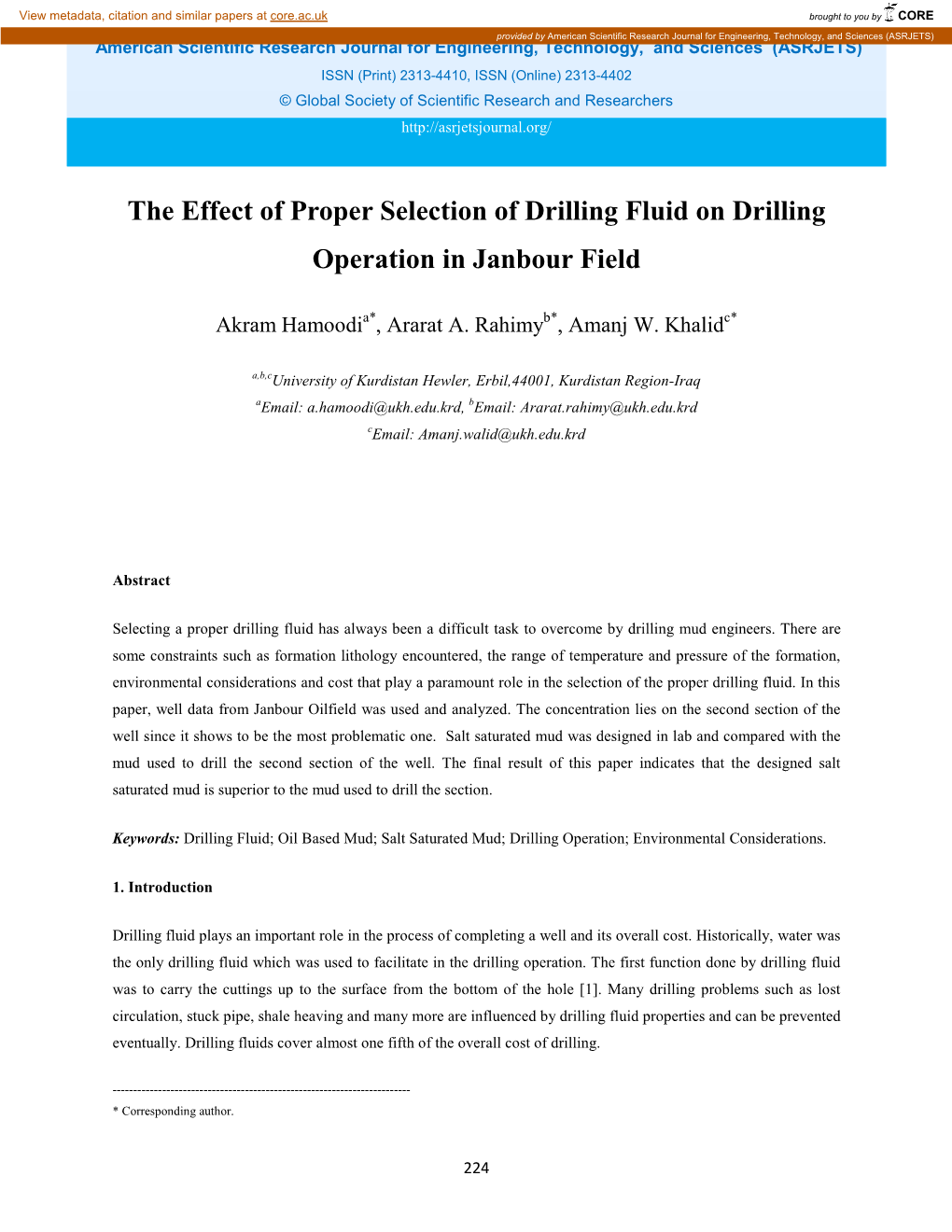 The Effect of Proper Selection of Drilling Fluid on Drilling Operation in Janbour Field