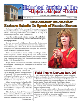 Barbara Schultz to Speak of Pancho Barnes