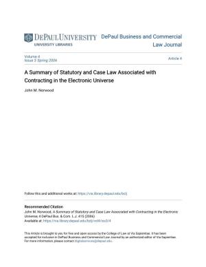A Summary of Statutory and Case Law Associated with Contracting in the Electronic Universe
