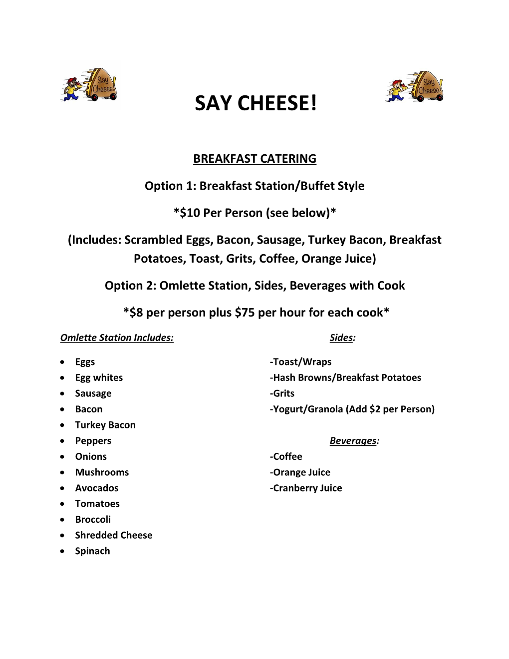 SAYCHEESE CATERING MENU.Pdf