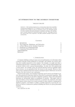 An Introduction to the Jacobian Conjecture