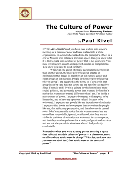The Culture of Power Adapted from Uprooting Racism: How White People Can Work for Racial Justice
