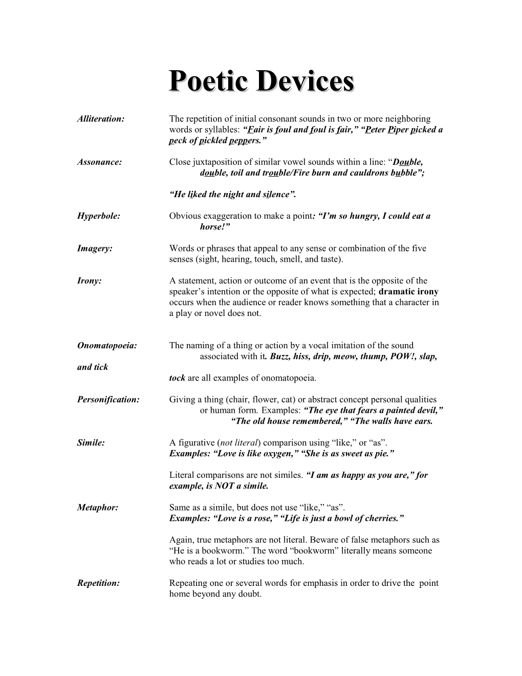 Poetic Devices & Techniques