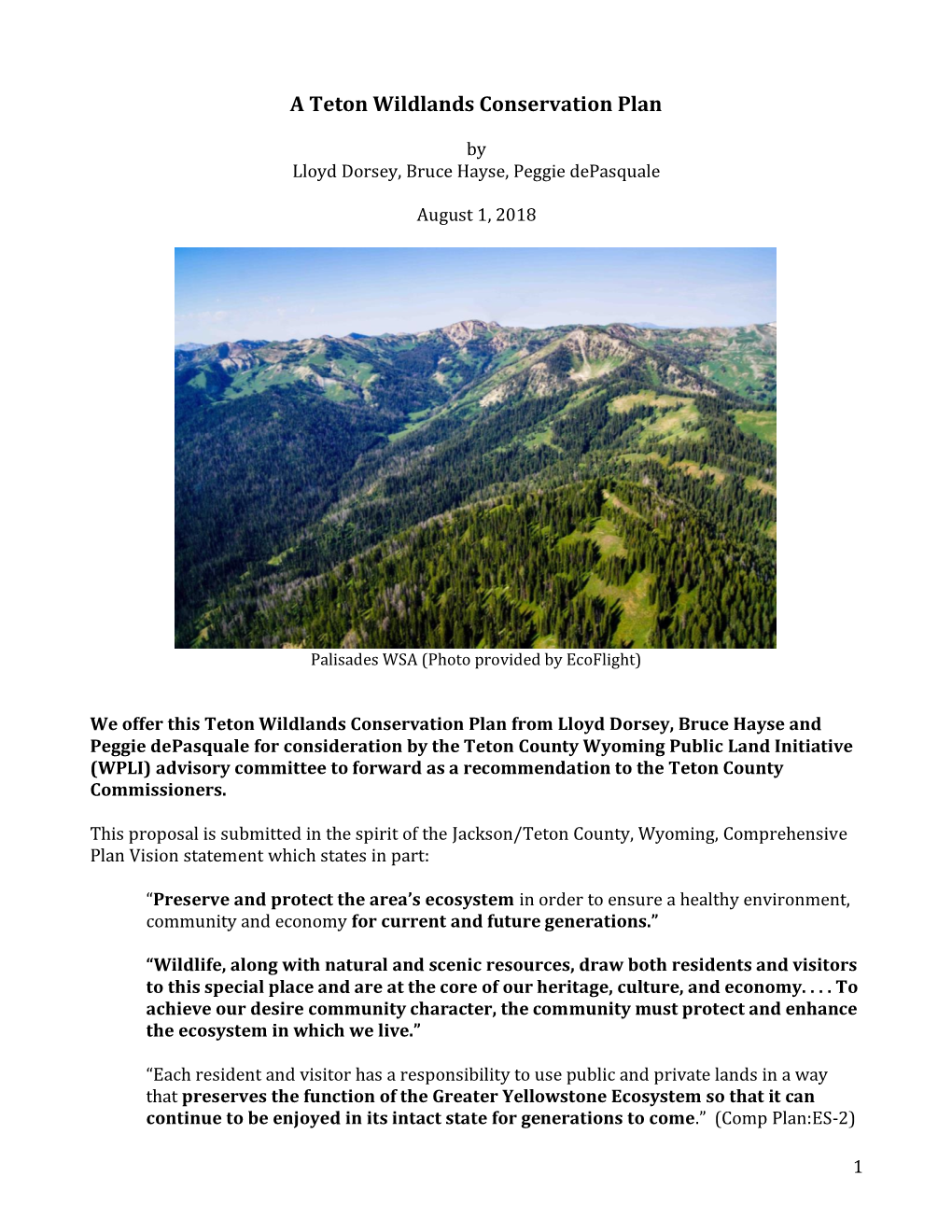 A Teton Wildlands Conservation Plan