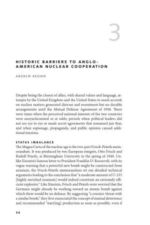 Historic Barriers to Anglo-American Nuclear Cooperation