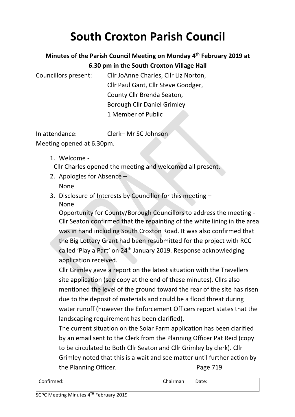 Minutes Council 2019 02 04