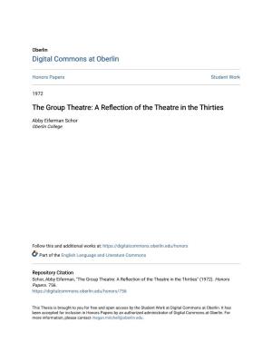 The Group Theatre: a Reflection of the Theatre in the Thirties