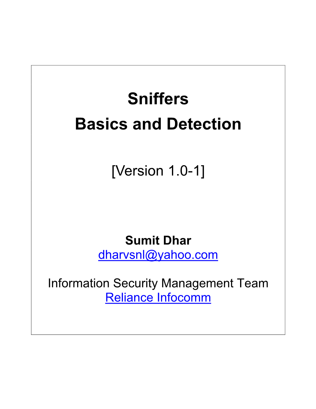 Sniffers Basics and Detection