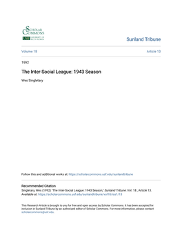 The Inter-Social League: 1943 Season