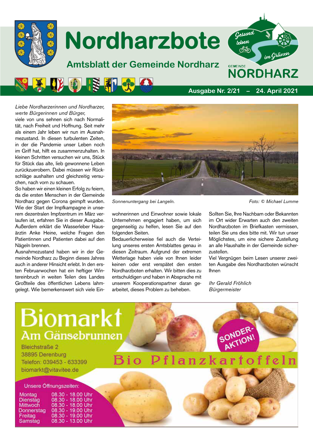 Amtsblatt Der Gemeinde Nordharz GEMEINDE NORDHARZ