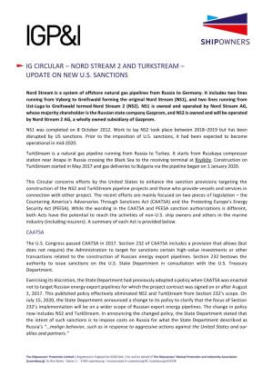 Nord Stream 2 and Turkstream – Update on New Us Sanctions