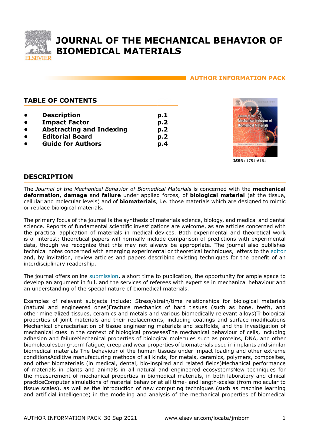 Journal of the Mechanical Behavior of Biomedical Materials