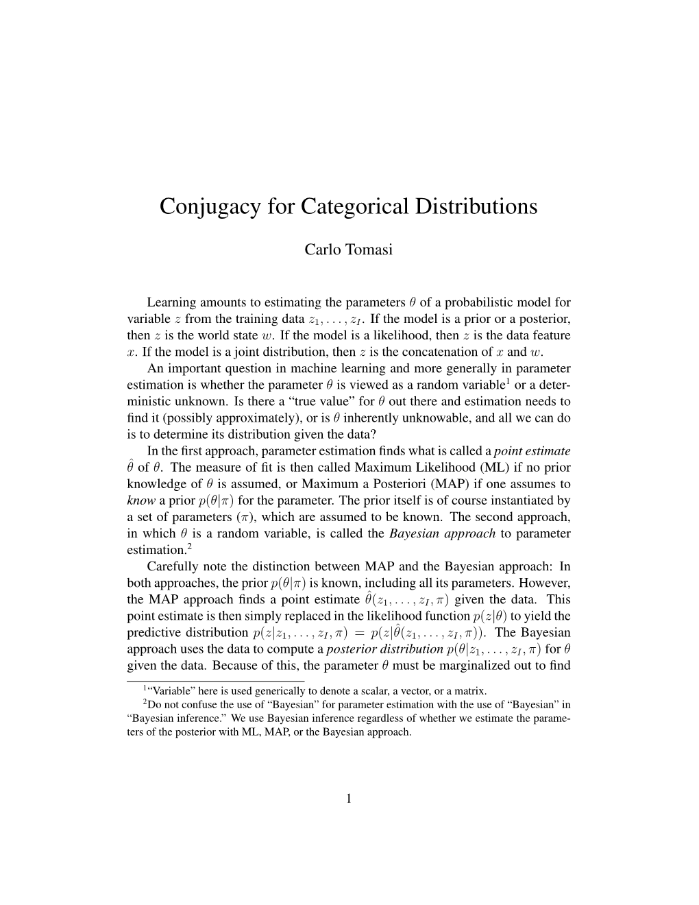 Conjugacy for Categorical Distributions