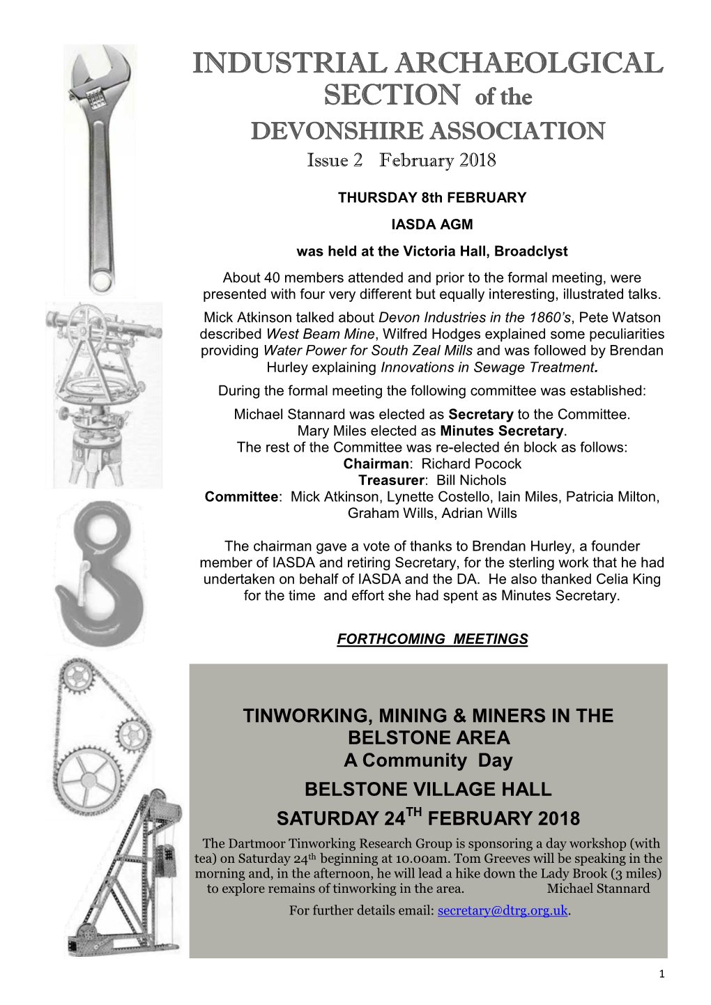 INDUSTRIAL ARCHAEOLGICAL SECTION of the DEVONSHIRE ASSOCIATION Issue 2 February 2018