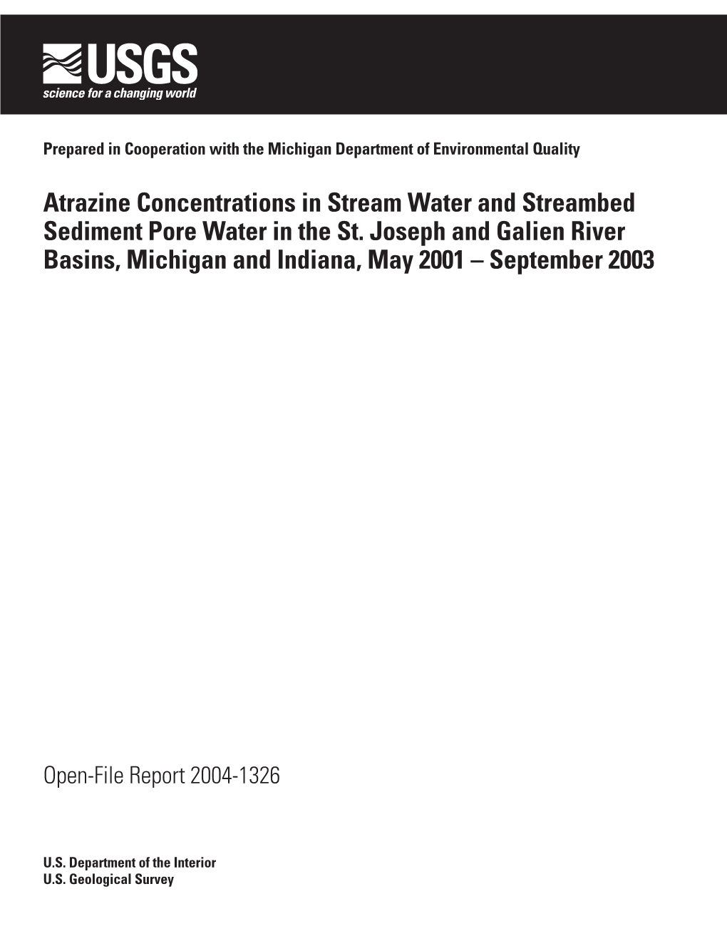 Atrazine Concentrations in Stream Water and Streambed Sediment Pore Water in the St