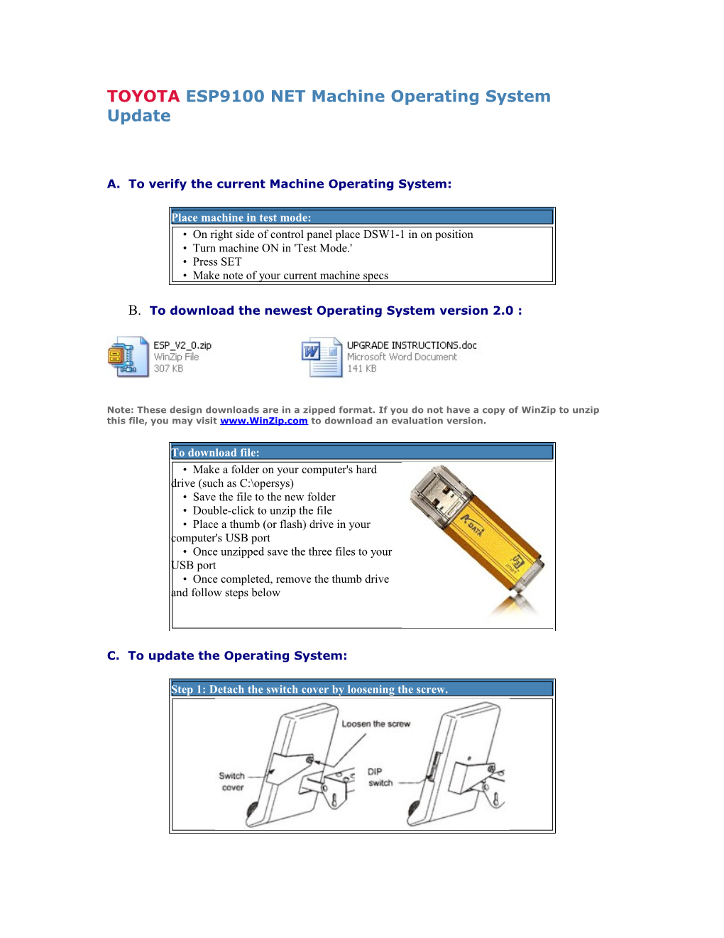 TOYOTA ESP9100 NET Machine Operating System Update