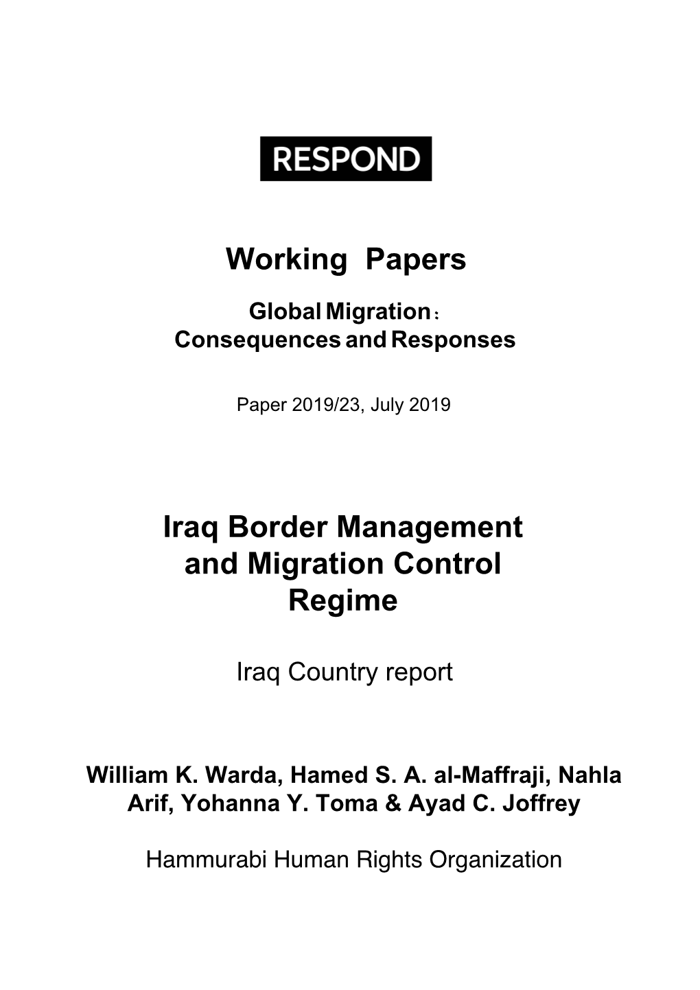 Iraq Border Management and Migration Control Regime Working