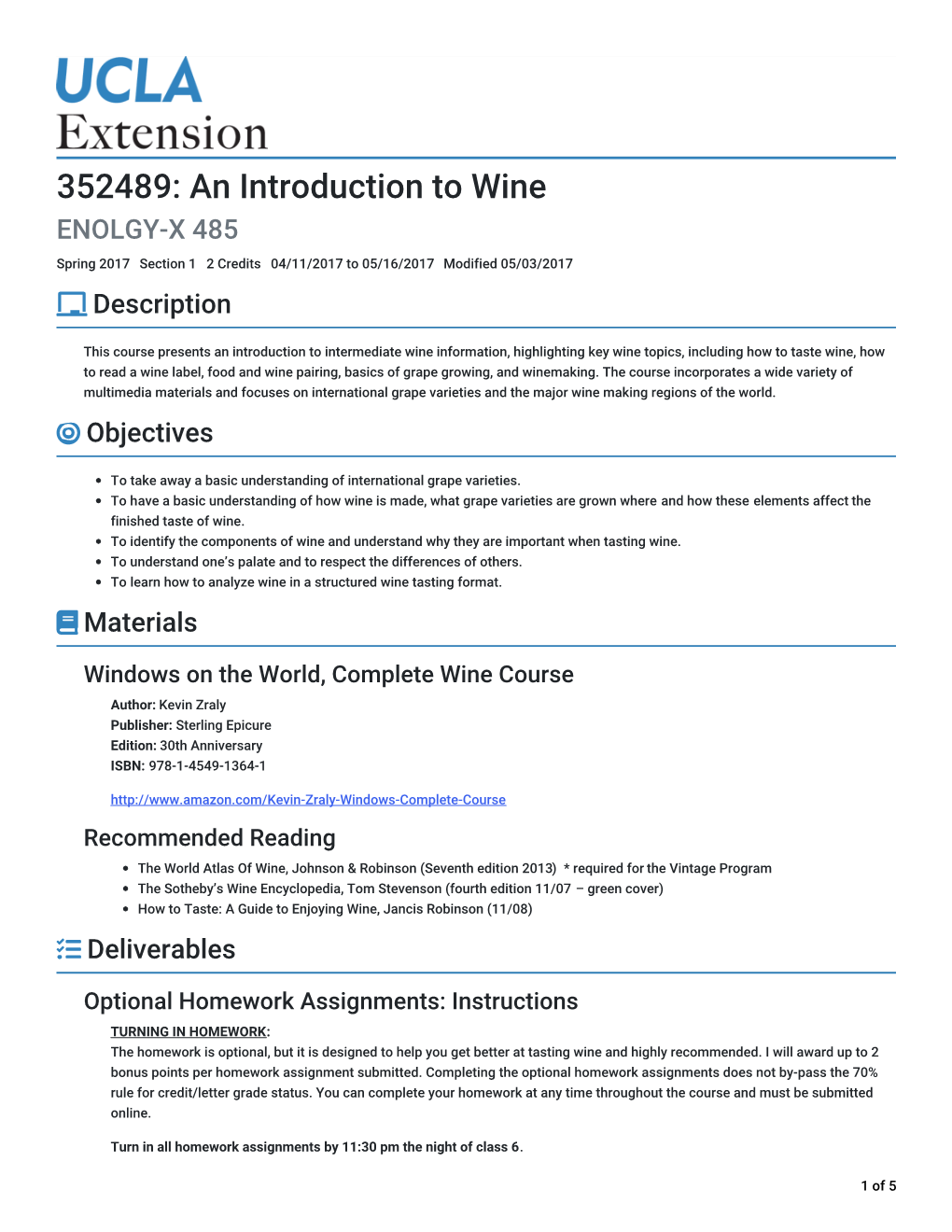 352489: an Introduction to Wine &gt; Syllabus | Concourse