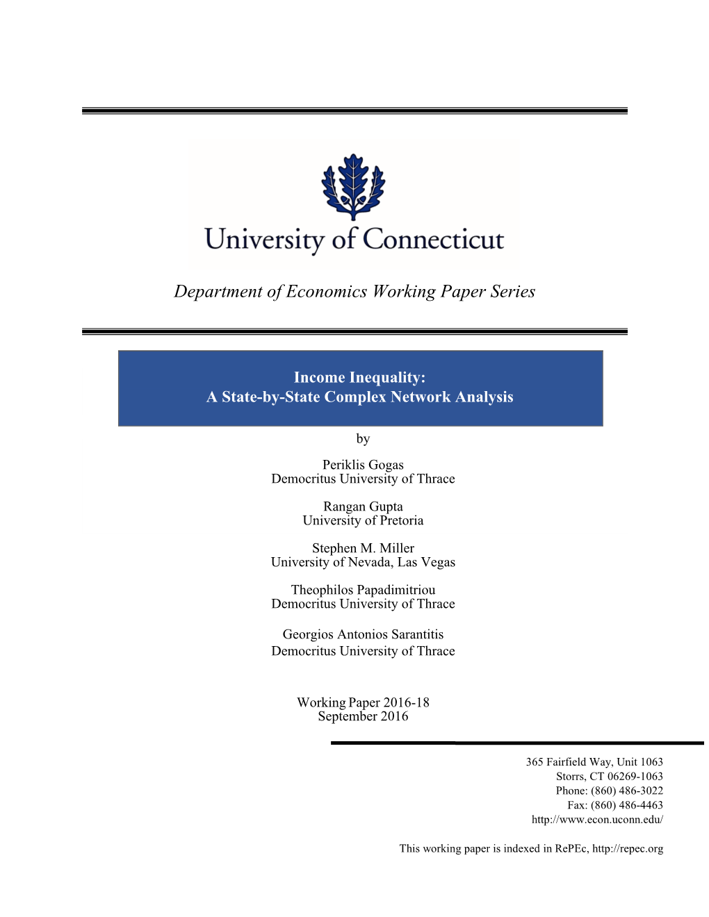 Income Inequality: a State-By-State Complex Network Analysis