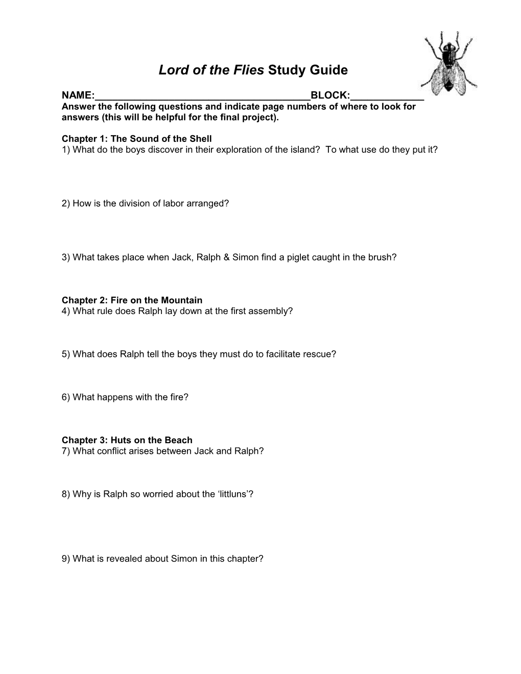 Lord Of The Flies Study Guide Questions