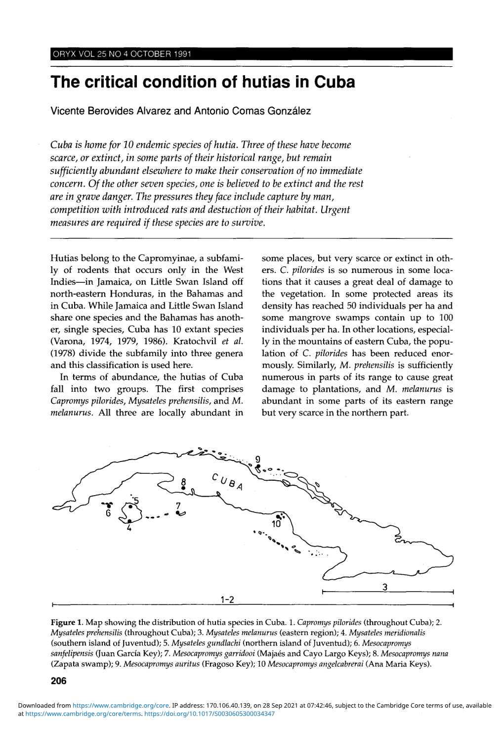 The Critical Condition of Hutias in Cuba