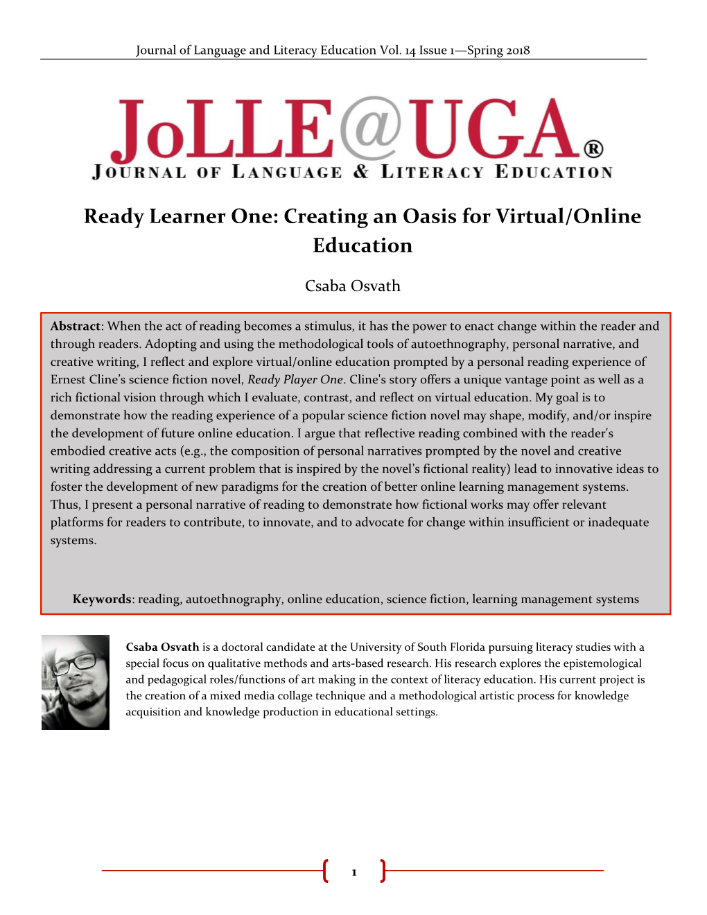 Ready Learner One: Creating an Oasis for Virtual/Online Education