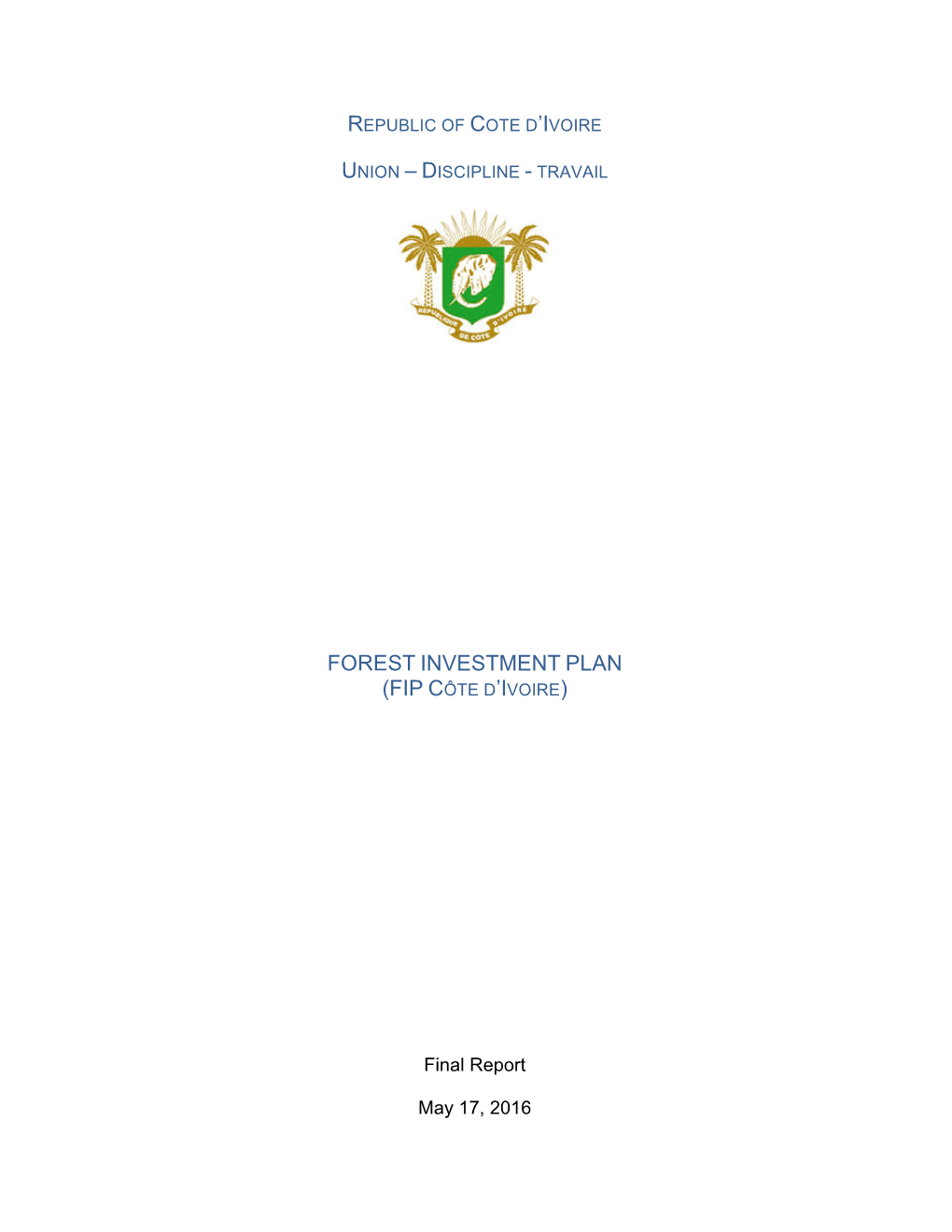 FIP Investment Plan for Cote D'ivoire