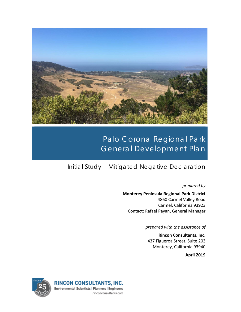 Palo Corona Regional Park General Development Plan