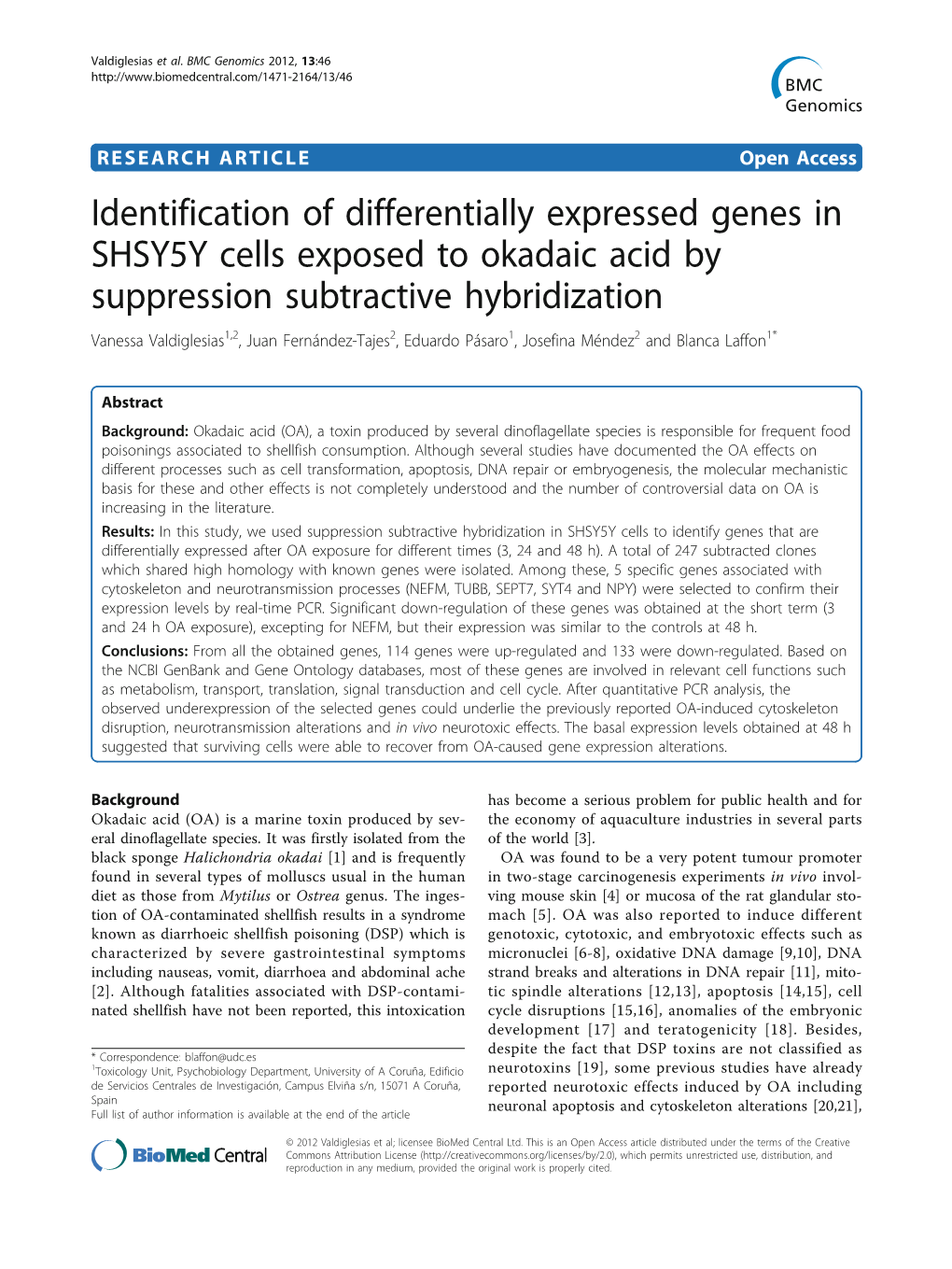 Identification of Differentially Expressed Genes in SHSY5Y Cells