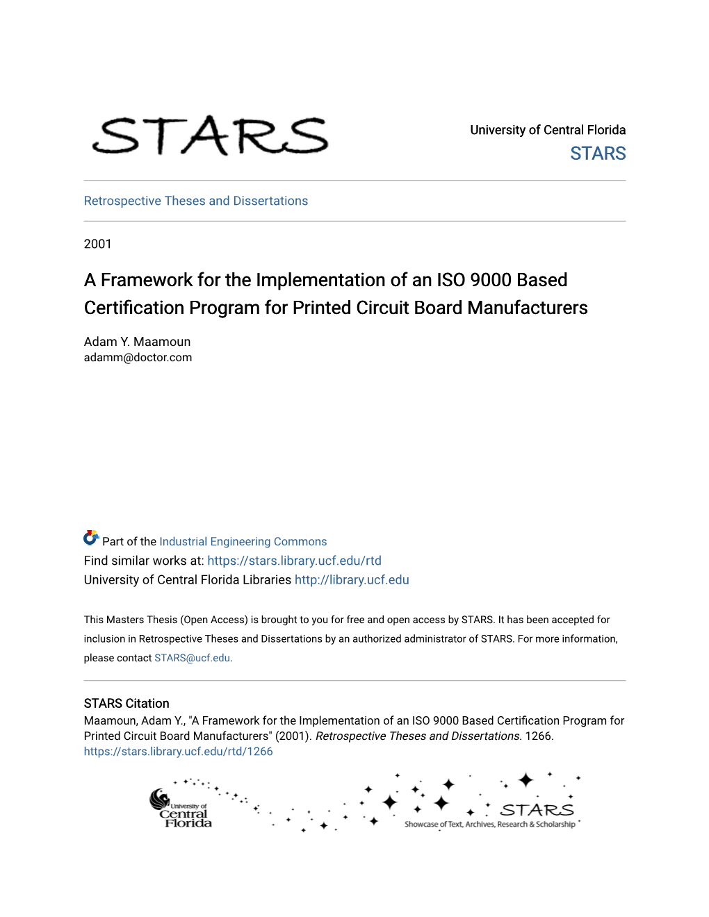 A Framework for the Implementation of an ISO 9000 Based Certification Program for Printed Circuit Board Manufacturers