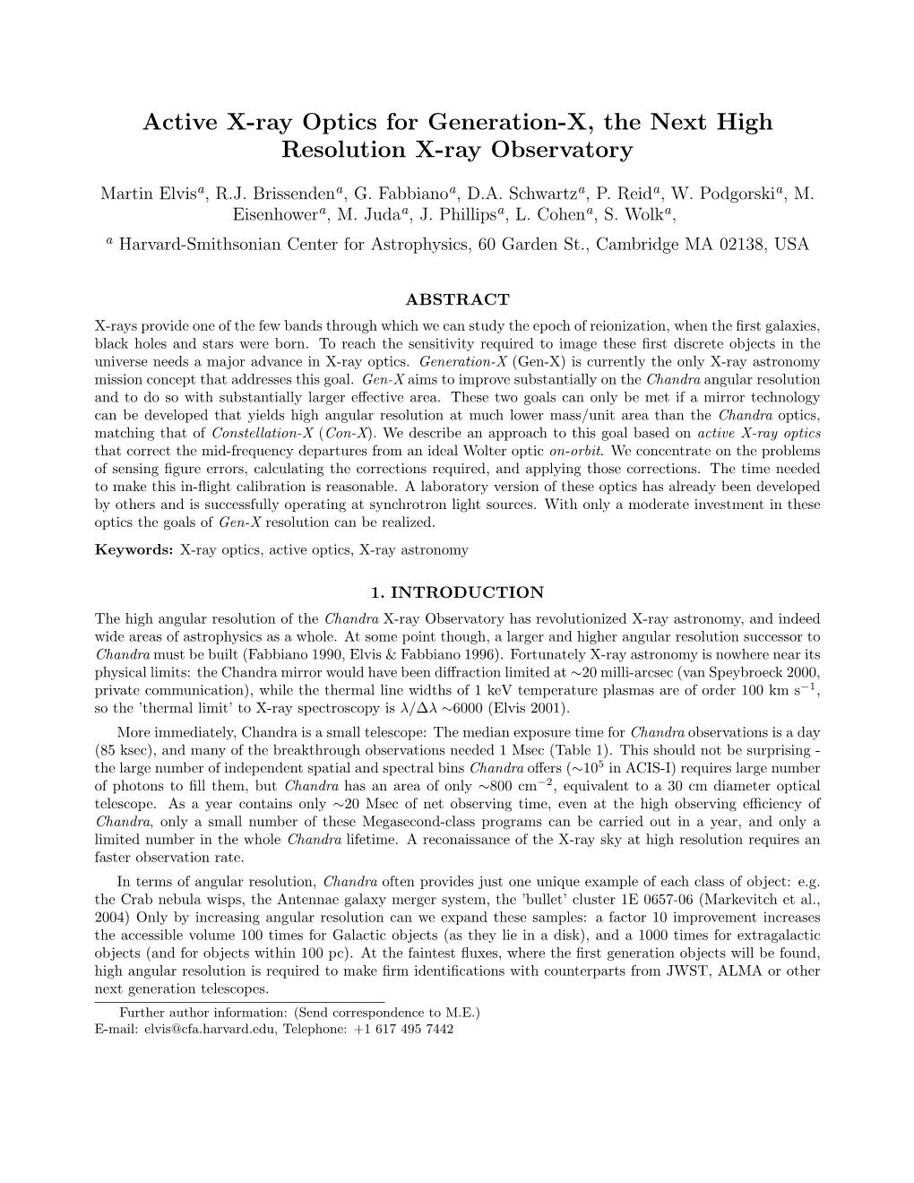 Active X-Ray Optics for Generation-X, the Next High Resolution X-Ray Observatory