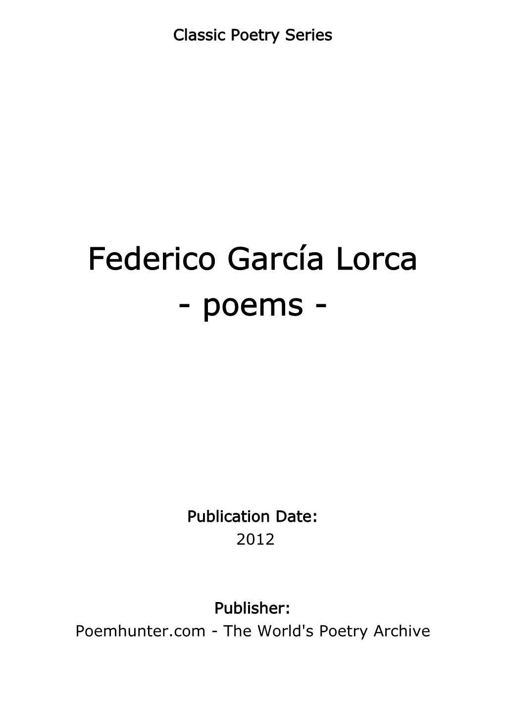 Federico García Lorca - Poems