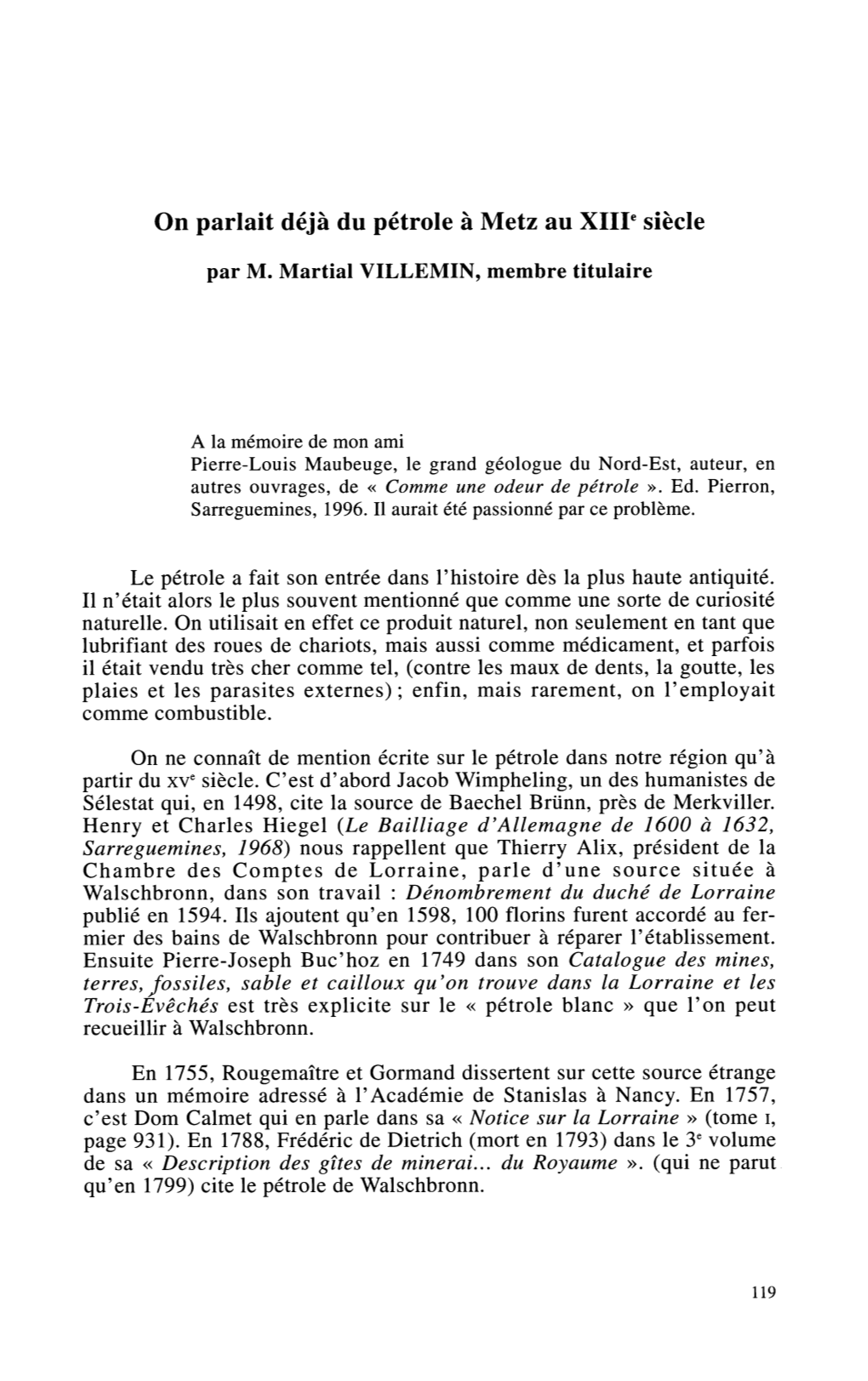 On Parlait Déjà Du Pétrole À Metz Au Xiiie Siècle