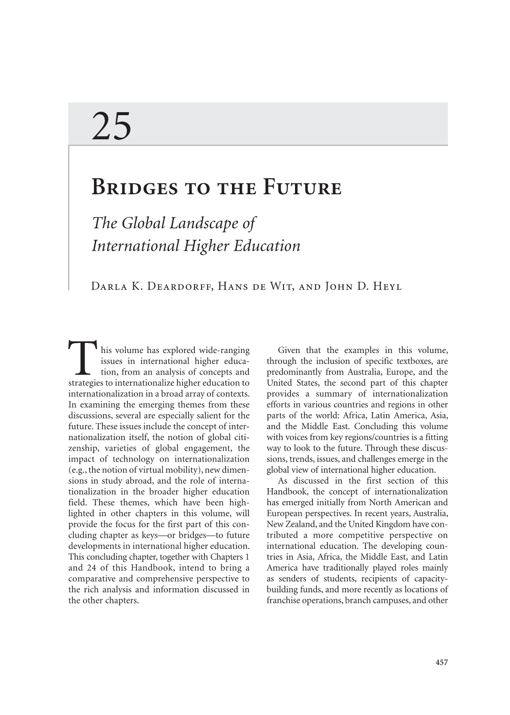 Bridges to the Future the Global Landscape of International Higher Education