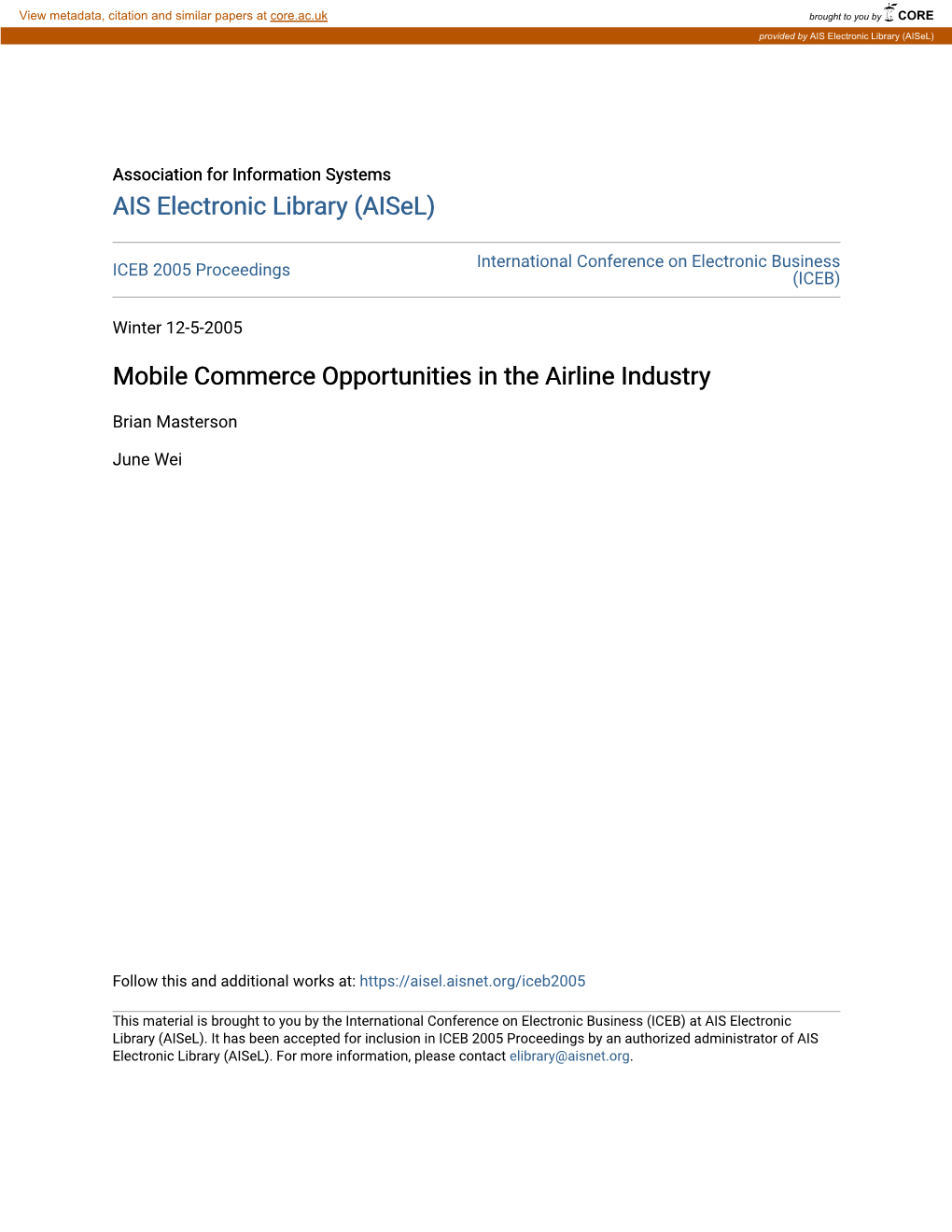 Mobile Commerce Opportunities in the Airline Industry
