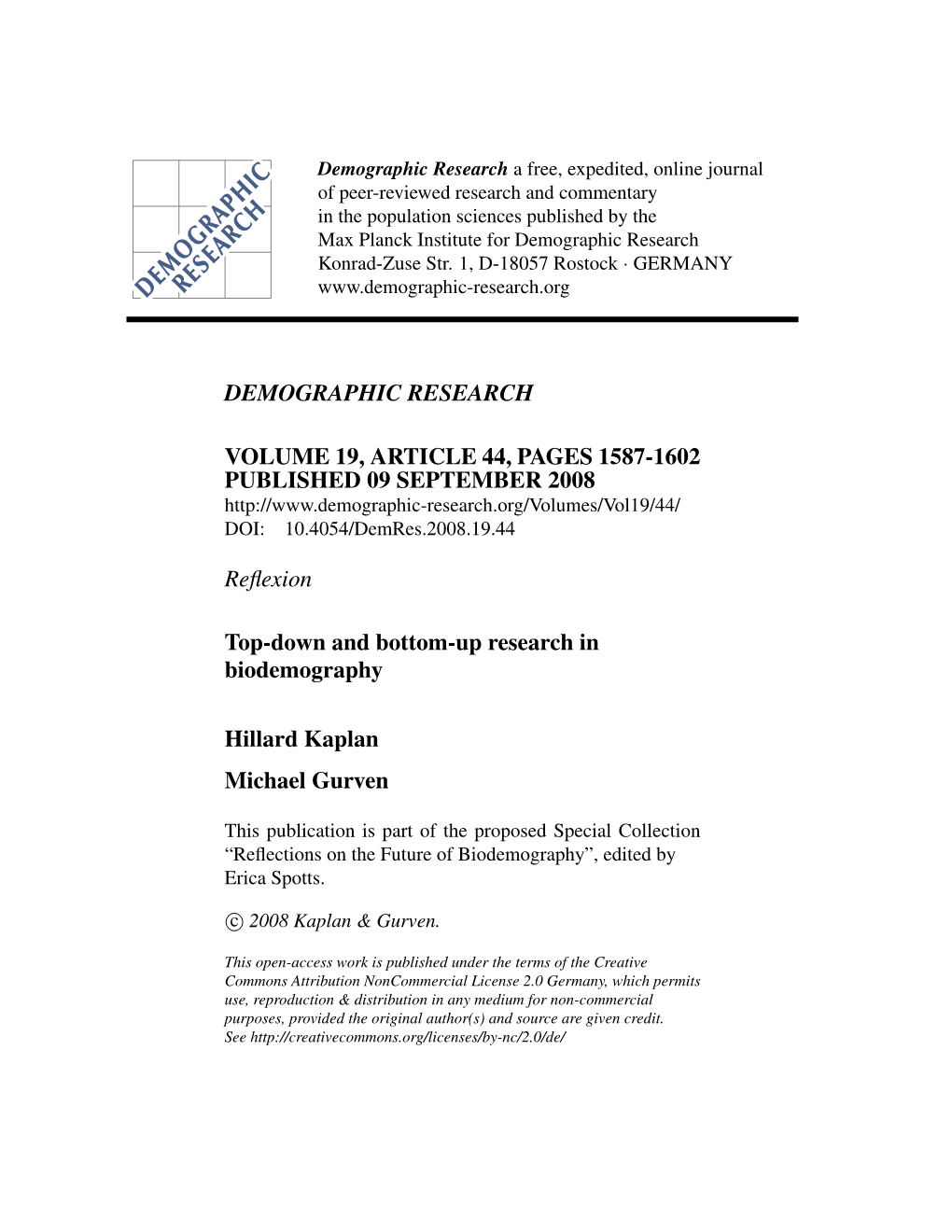 Top-Down and Bottom-Up Research in Biodemography