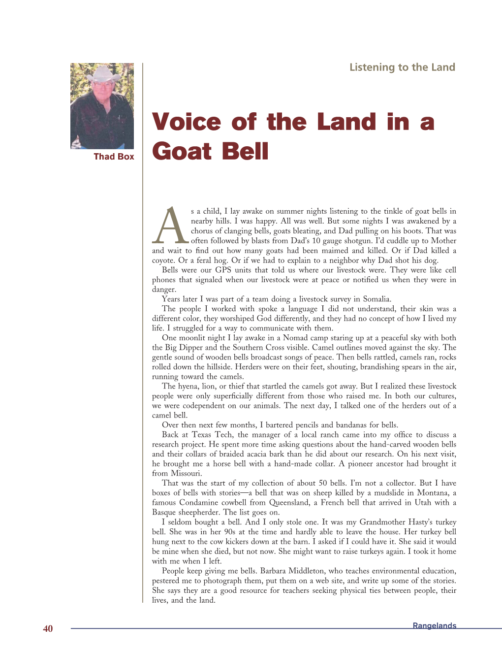 Voice of the Land in a Goat Bell