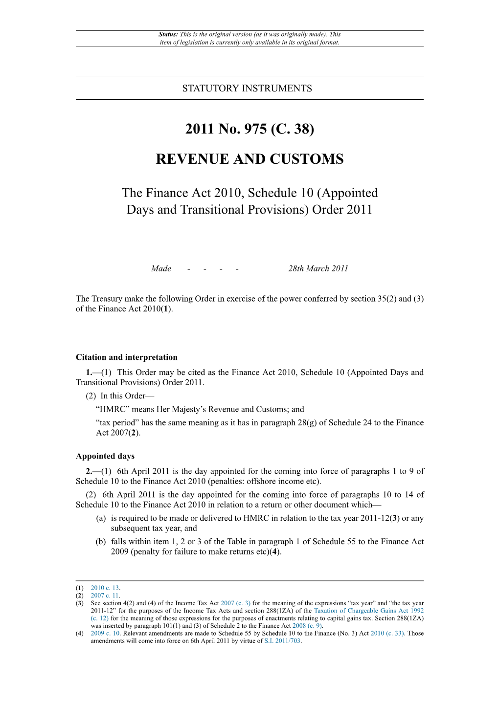 (Appointed Days and Transitional Provisions) Order 2011