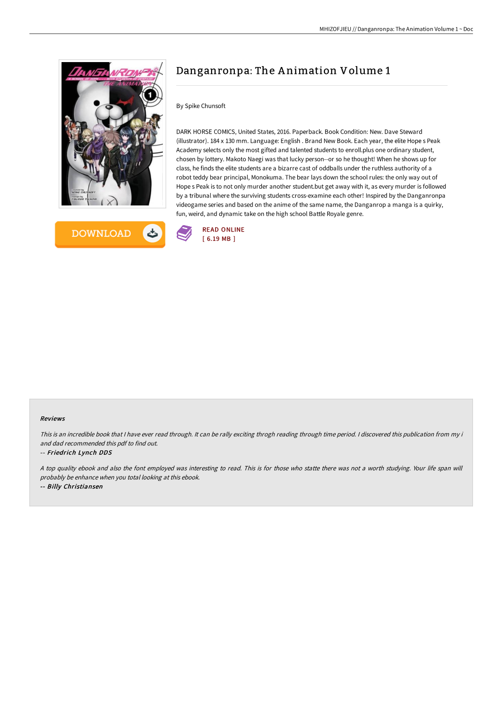 Book \\ Danganronpa: the Animation Volume 1 Download