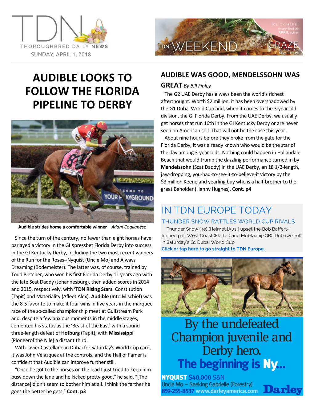 Audible Looks to Follow the Florida Pipeline to Derby