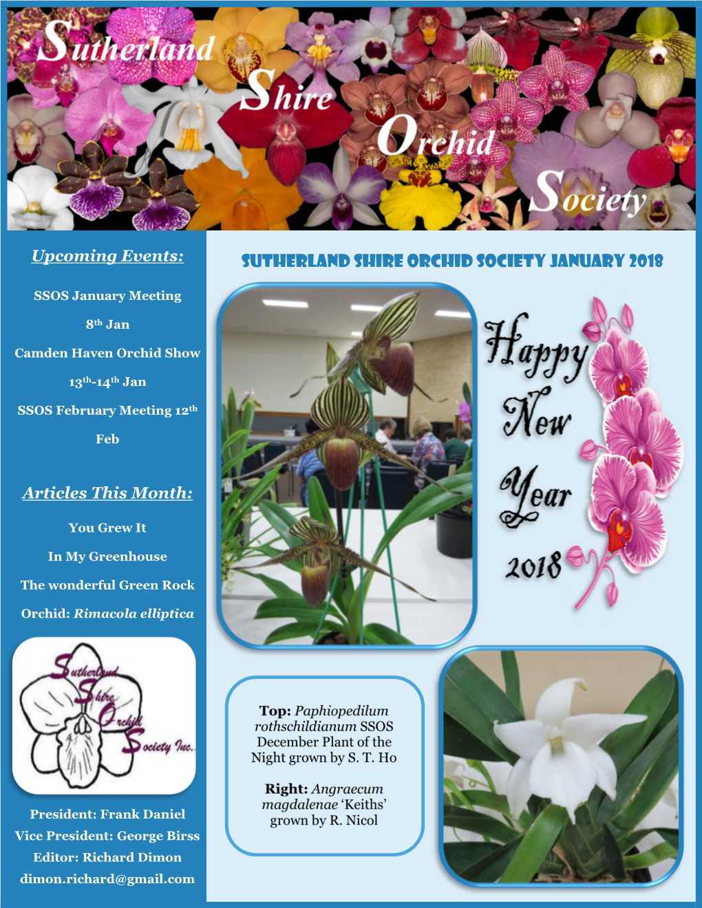 Sutherland Shire Orchid Society January 2018