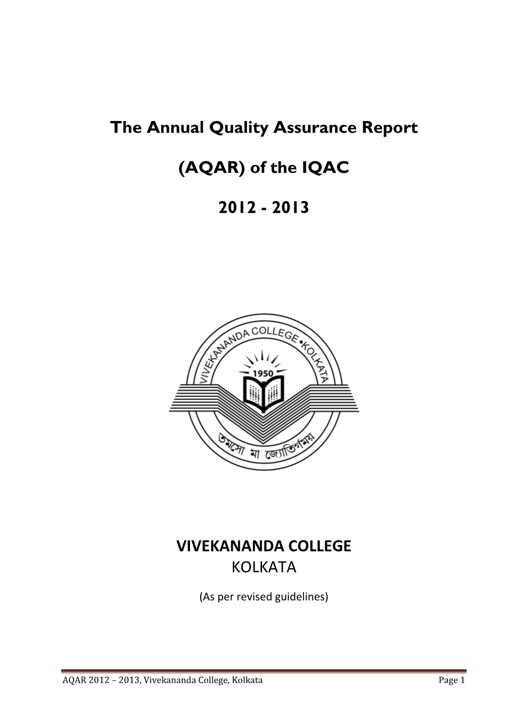 (AQAR) of the IQAC 2012