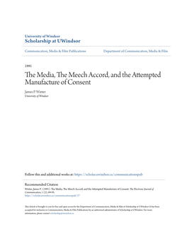 The Media, the Meech Accord, and the Attempted Manufacture Of