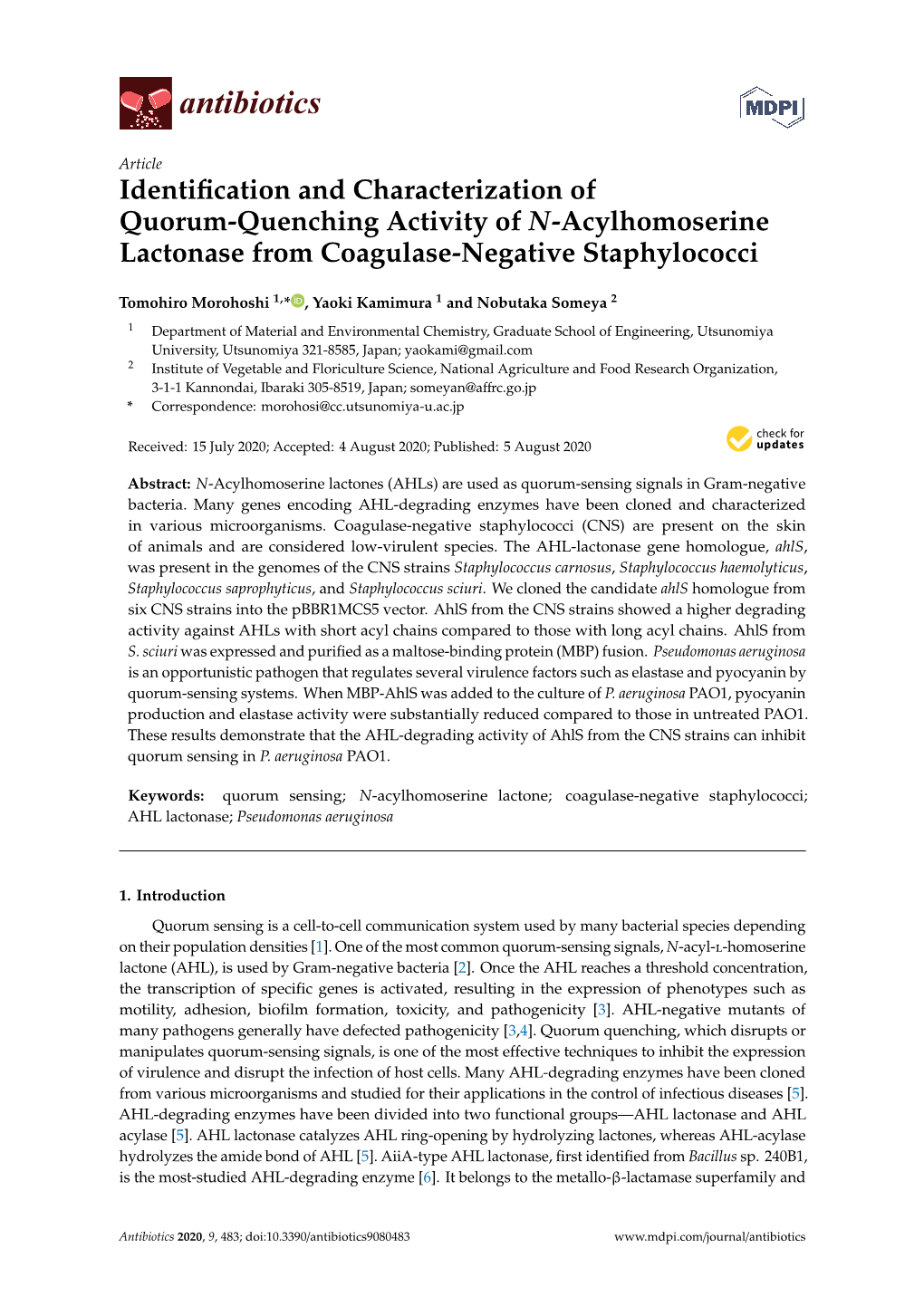 Identification and Characterization of Quorum-Quenching Activity of N