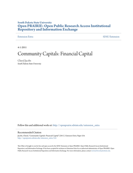 Financial Capital Cheryl Jacobs South Dakota State University